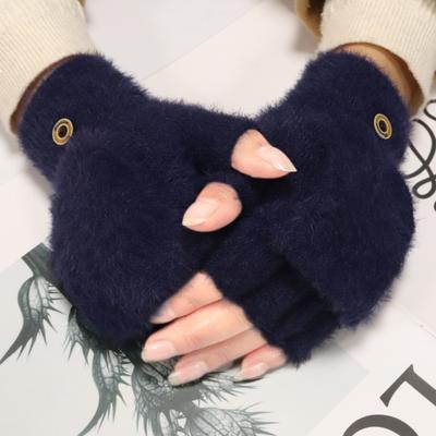 Damen Winter Warme Plüschhandschuhe, Studenten Fäustlinge mit freiliegenden Fingern, Outdoor-Handschuhe, Verdickt und kältebeständig
