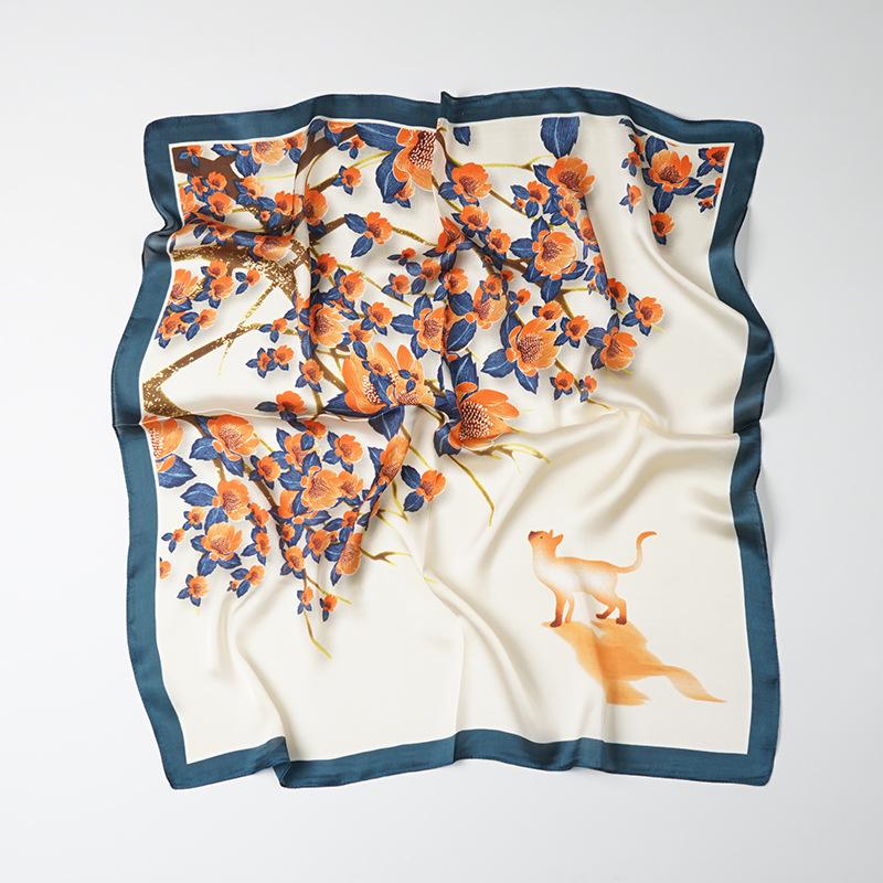 Luxury Printing Silk Scarf 70*70Cm Square Bandelet Women'S Silk Temperament Small Scarf Neck Decorative Wrap Fashion Scarves