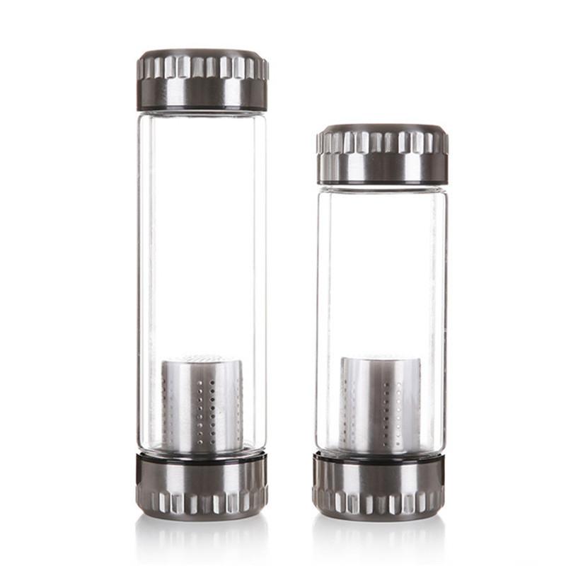 

300ml 400ML Lemon Double Wall Glass Water Bottle with Stainless Steel Tea Infuser Filter Office Home Water Tumbler Cup Gift 300ML білий