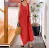 European and American summer new long version suspender simple wind loose pocket round neck temperament sleeveless dress foreign trade wholesale