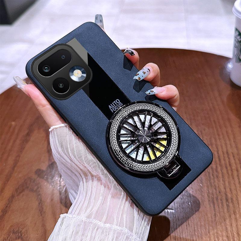 For Realme 16 Pro Case Business Gyro top Bracket Ring Holder Shockproof sheepskin Leather Soft Silicone Fashion for Realme 16 Pro Plus Back Cover