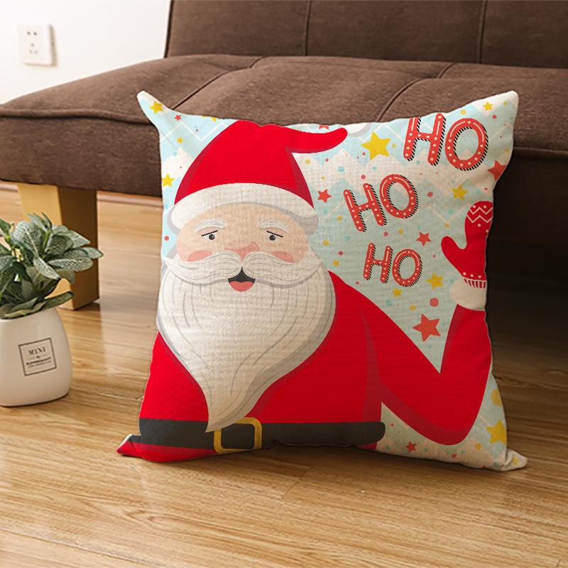 Home Polyester Pillow Cover Cartoon Digital Print Christmas Cushion Cover Living Room Sofa Cushion Cover