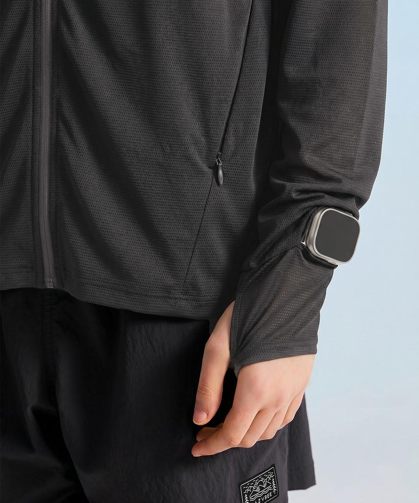 Leijibi [Set] Techflow Hydro Stand Neck Zip-Up Rash Guard + Swim Shorts Set M Charcoal