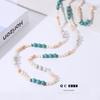 European-American Blue Turquoise Shell Beaded Long Necklace - High-End Women's Fashion Accessory