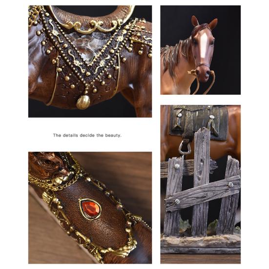 Realistic Horse Figurine Handcrafted Pony Resin Statue Simulated Farm Animal Sculpture Home Office Desktop Decoration Ornament