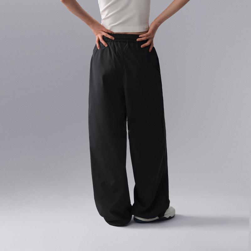 Li Ning CF Suo Solid Color Elastic Waist Flared Knitted Sports Pants Women Pants Black AYKU632-4