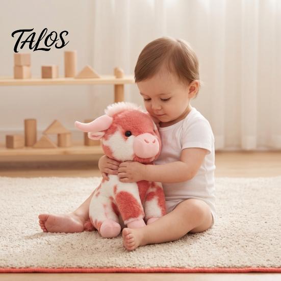 Comfort Companion Doll Highland Cow Stuffed Animal Toy, Soft Plush Scottish Cattle Doll, Cute Sitting Calf Decor Farm Present for Adults Kids