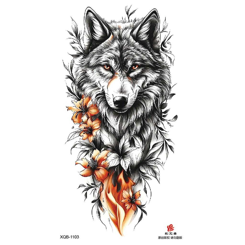 2026 Nuovo Tatuaggio Temporaneo Impermeabile Adesivo Fuoco Foresta Leone Lupo Tigre Flash Tatuaggi Uomo Corona Corpo Braccio Finto Tatuaggio