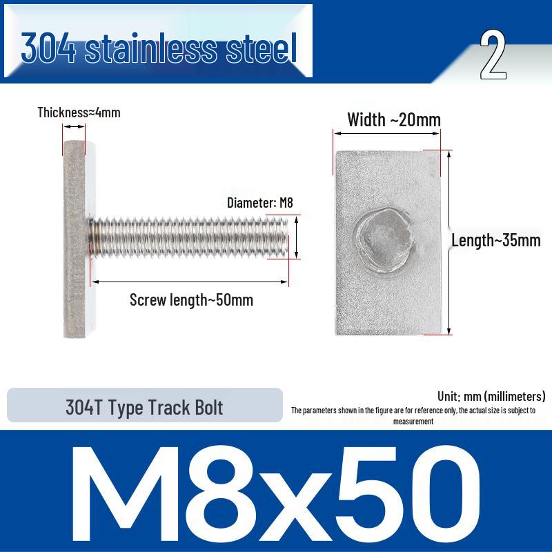 Custom 304 Stainless Steel T-Slot Irregular Rectangular T-Bar Bolt M6/M8