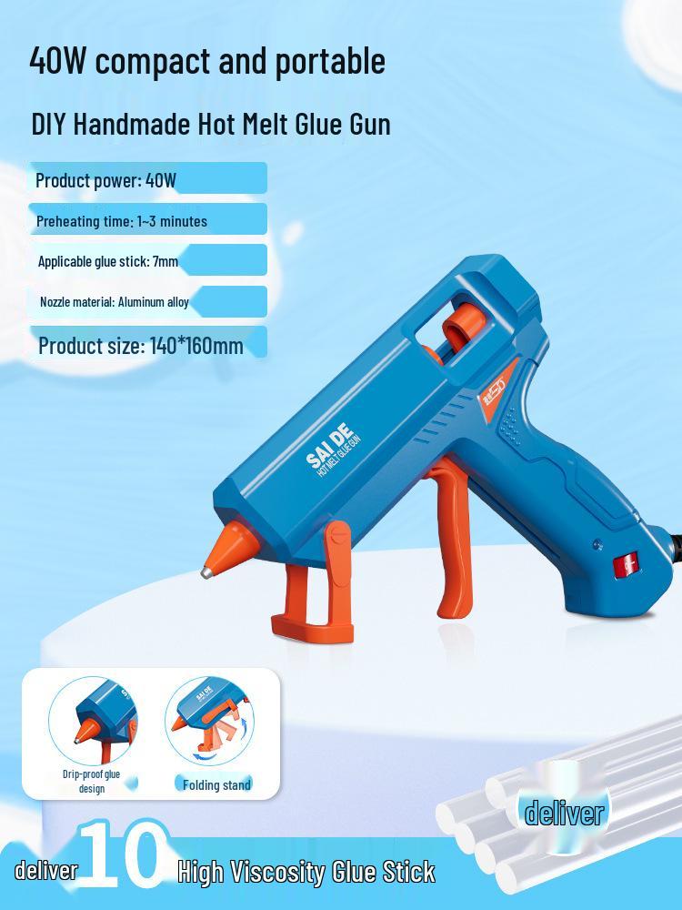 High Viscosity DIY Hot Melt Glue Gun with Fine Nozzle and Glue Sticks for Handmade and Household Projects
