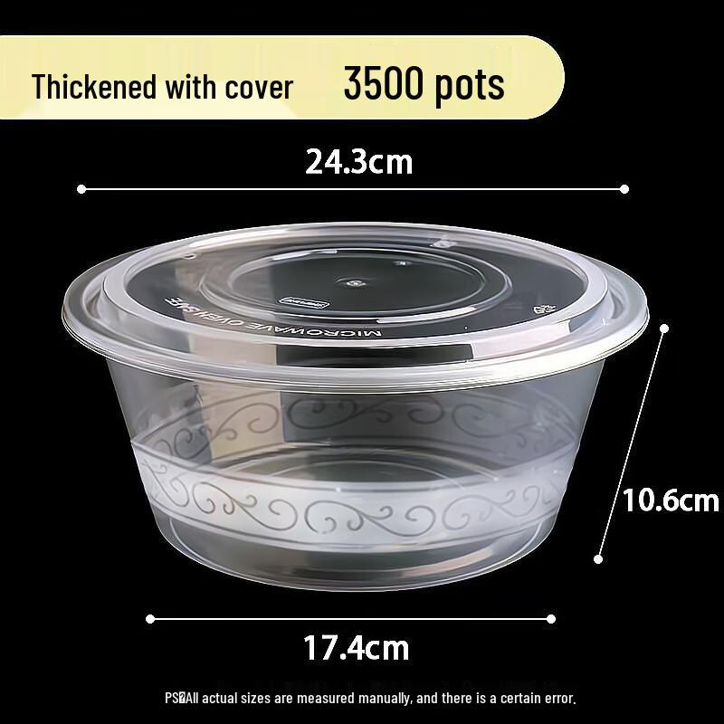Yudu Heavy-Duty Disposable Clear Round Bowl with Lid