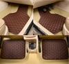 4pcs Coffee Color PU Leather Auto Car Floor Mats Front Rear Liner Weather Set