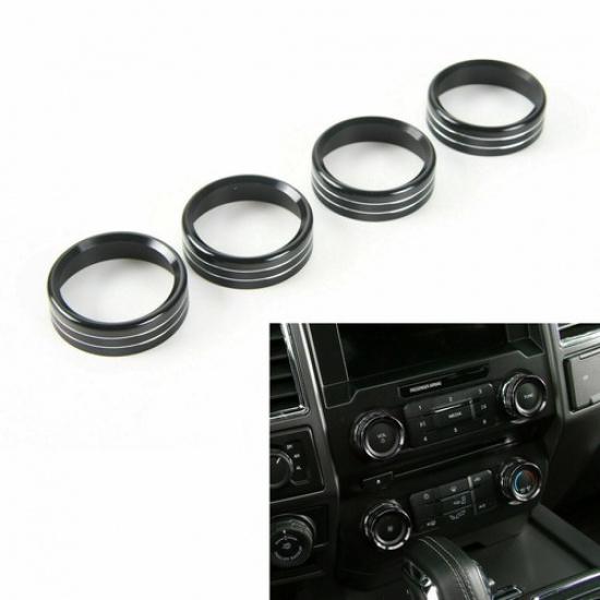 7PC Headlight Volume Air Condition Switch Knob Ring Trim For Ford F150 XLT 2016+