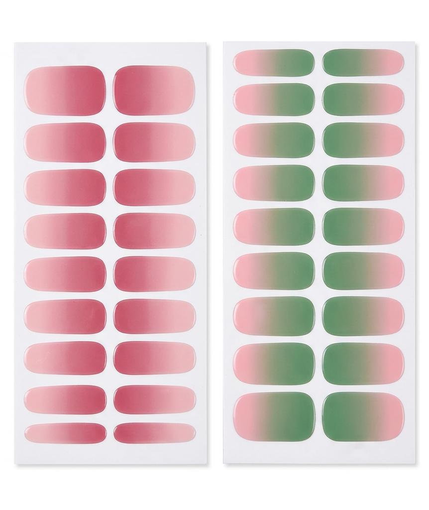 32pcs Nails Stickers, Gel Nail Stickers, 32 Pieces Full Cover Nail Stickers with Gradient Design, Sticker Nails, Nail Wraps, Wine Red and Blue Gr