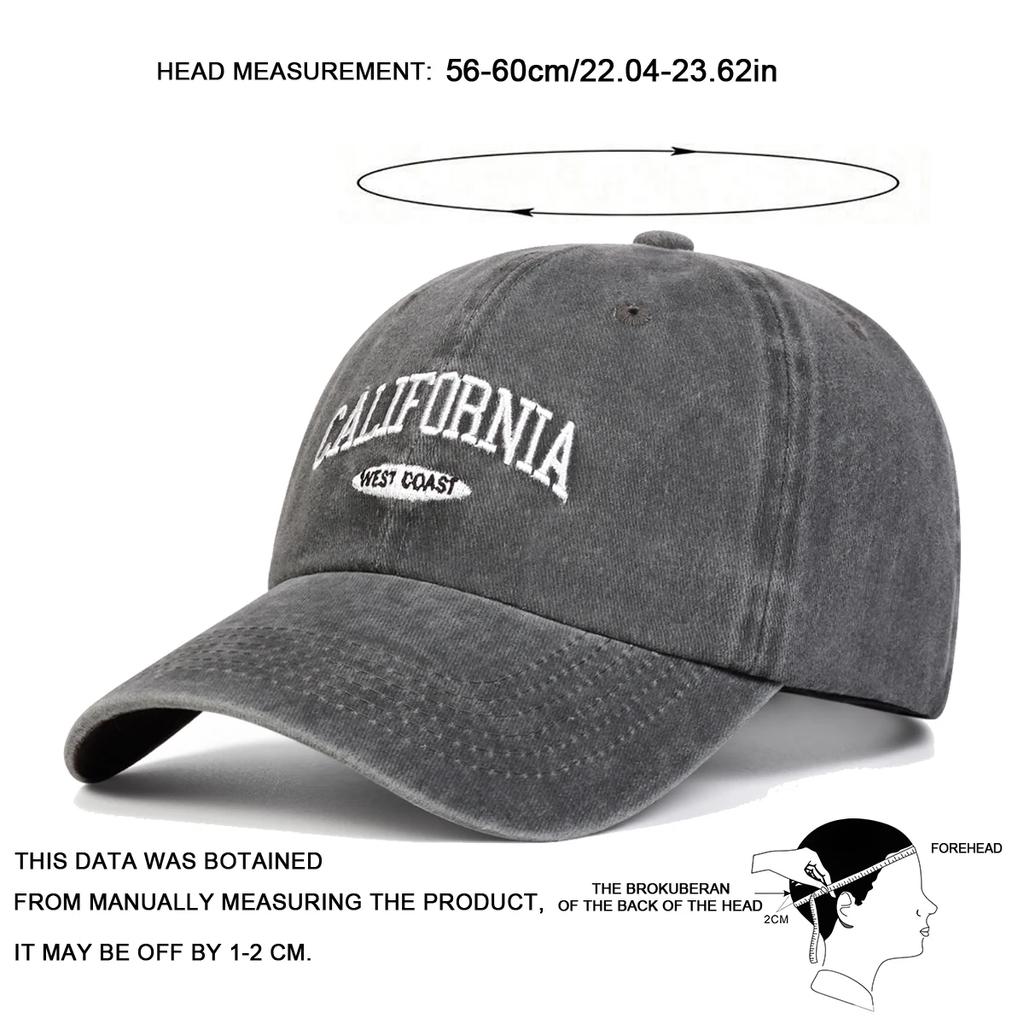 Cappellini da Baseball Unisex con Ricamo Lettere CALIFORNIA Lavati Primavera e Autunno Outdoor Regolabili Cappelli Casual Cappello Parasole