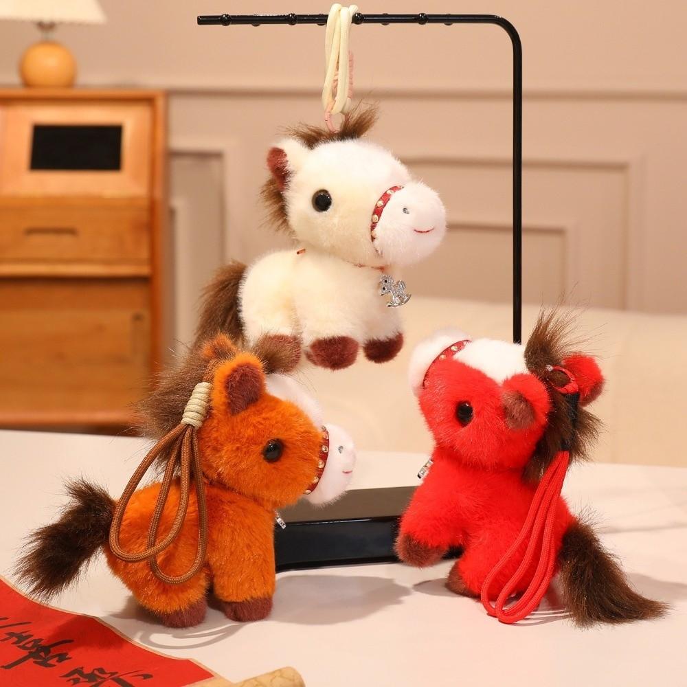 Cartoon Plush Horse Keychain Soft Pony Keychain Toy Zodiac Pony Figurine  New Year Gift