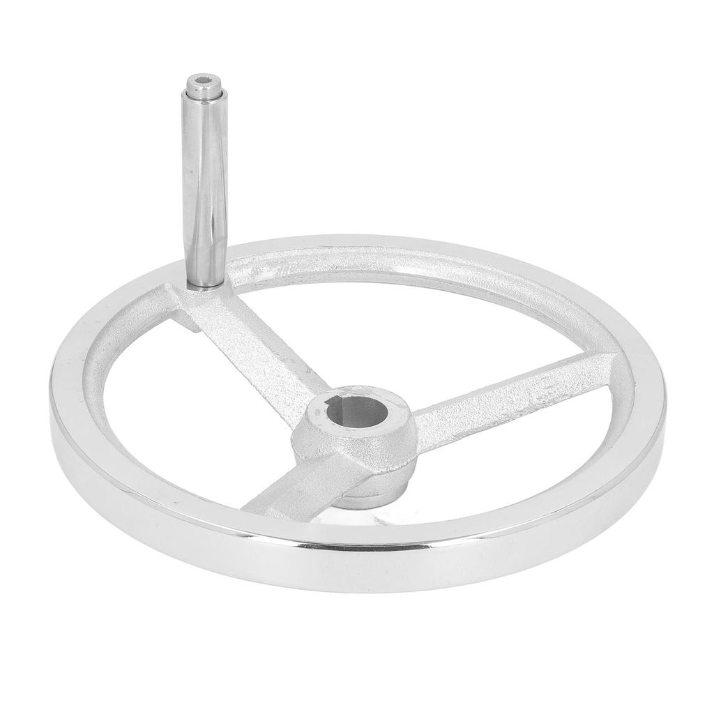 Drehbares Handrad 250 mm Durchmesser Gusseisen verchromt 3 Speichen mit drehbarem Griff für Drehbank Fräse