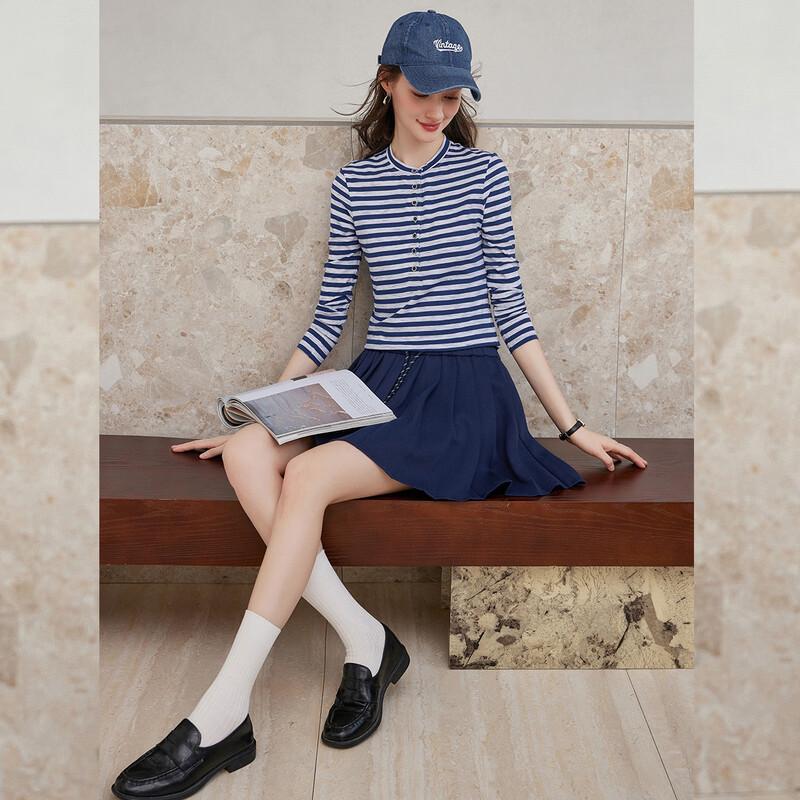 Women's Retro Contrast Stripe Long Sleeve T-Shirt