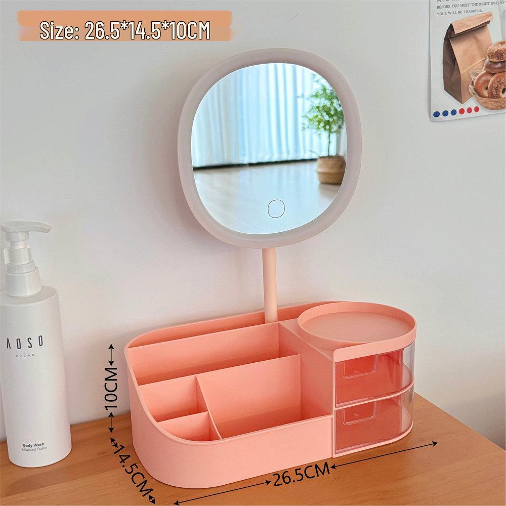 Multifunctional Makeup Organizer with Mirror and Skincare Storage