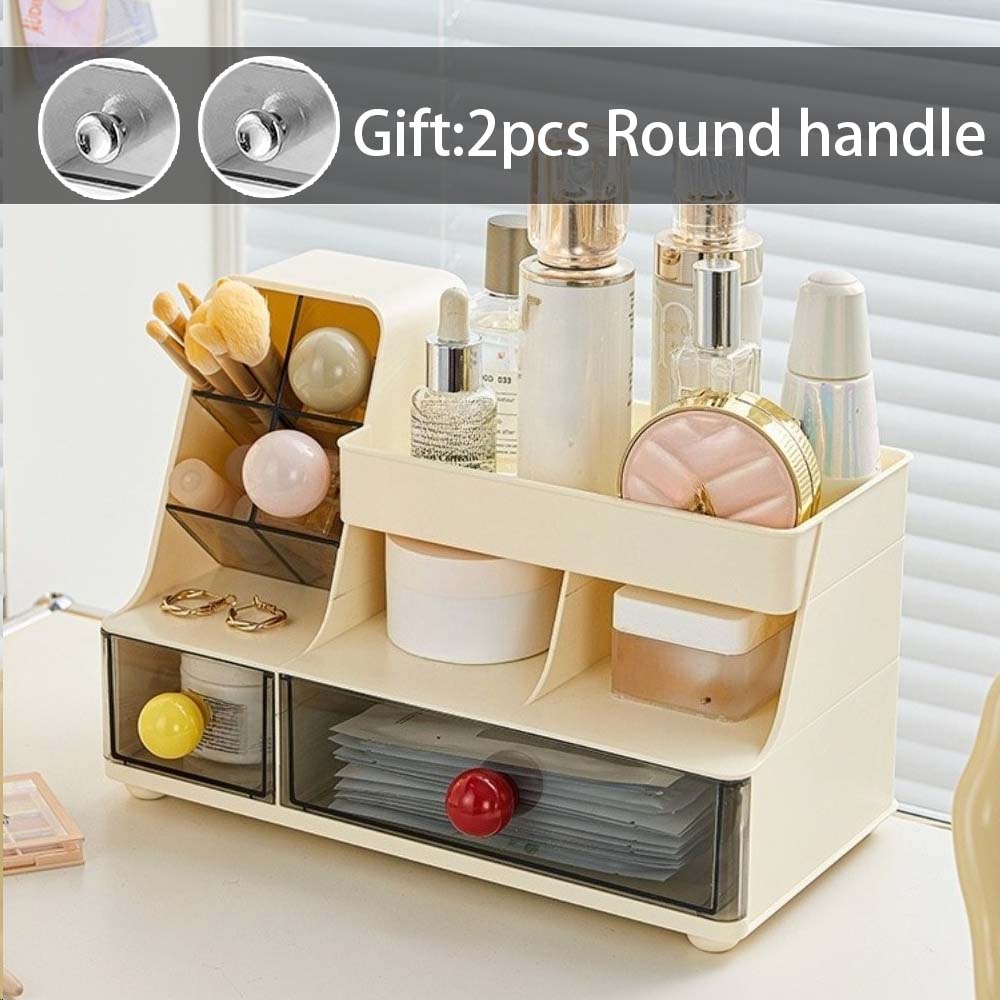 

Drawer-Type Cosmetic Organizer Dustproof Design Large Capacity Dormitory Storage Box for Vanity Table Skincare Beauty Products жовтий