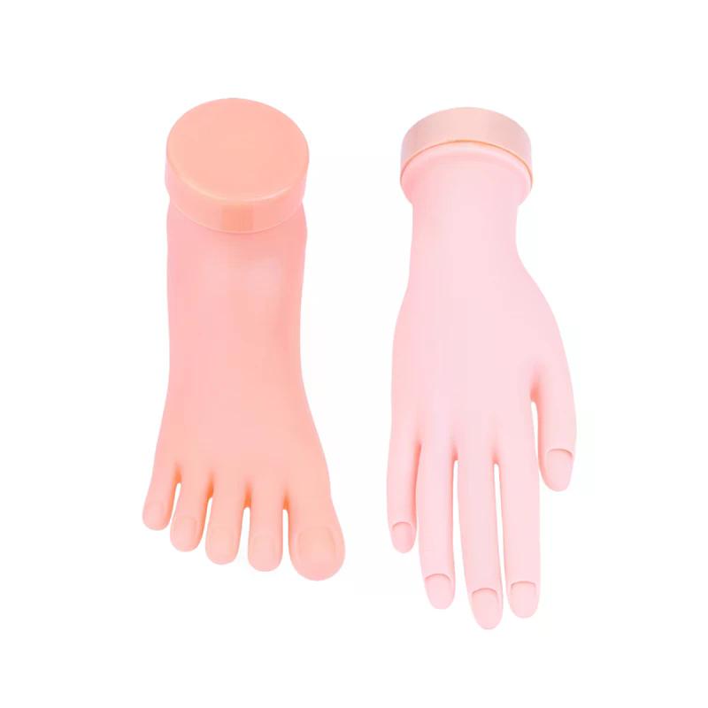 Nail Art Training Practice Hand Foot Silicone Fake Hand Foot Manicure Practice Display Tool for Beginners Professional