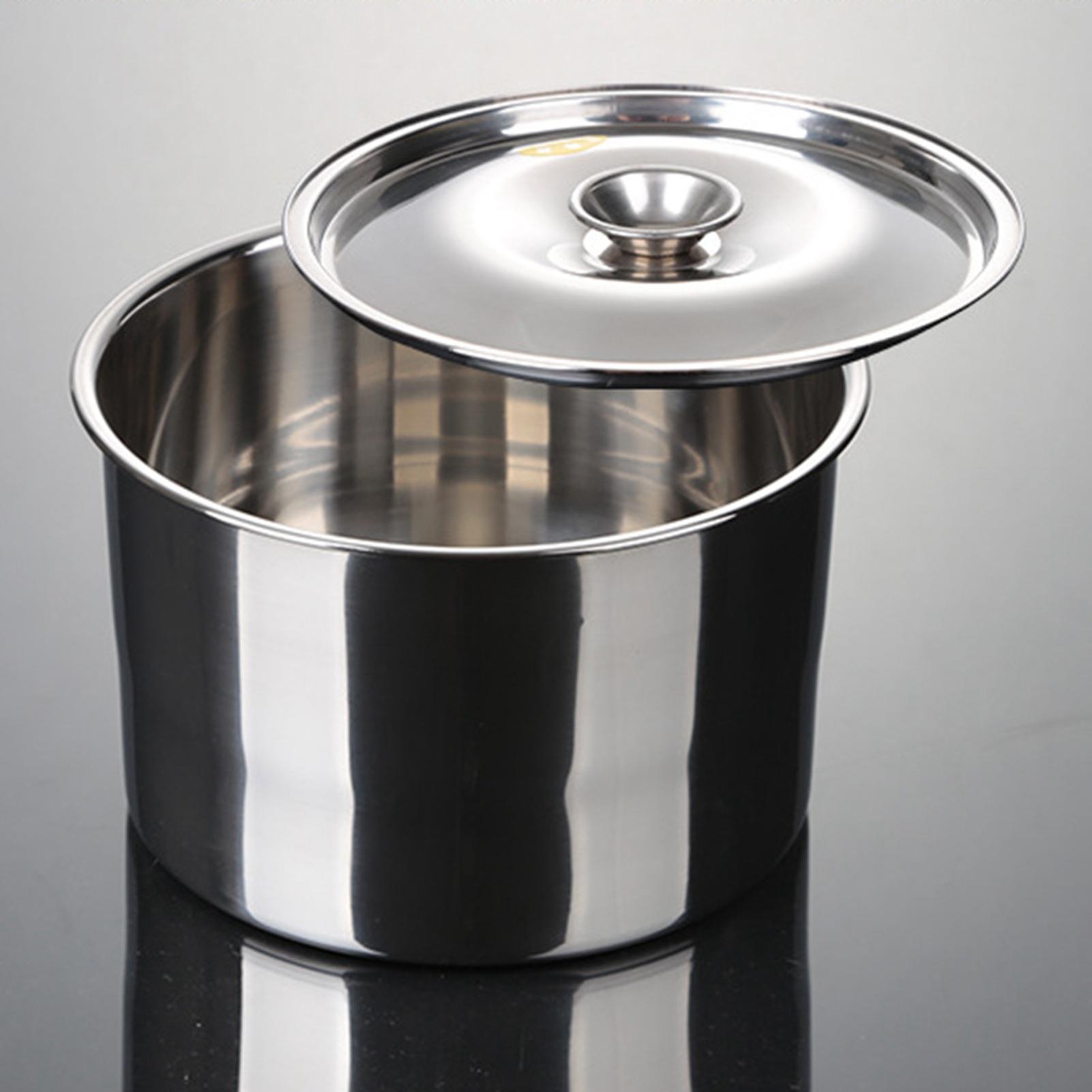 

Stainless Steel Oil Storage Tank Multifunctional Durable Round Seasoning Bowl with Lid for Home Kitchen
