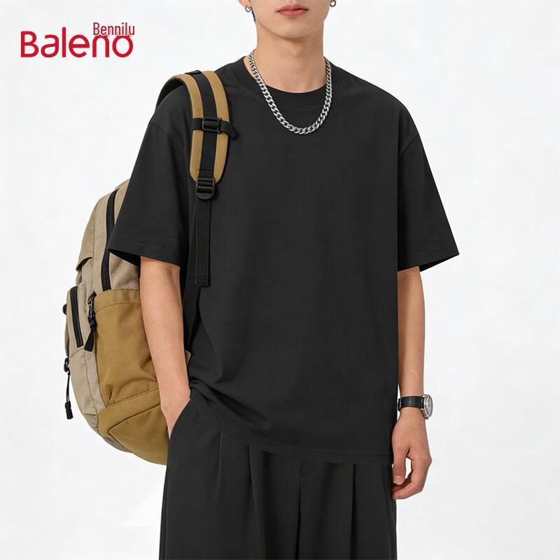 Baleno Men s Loose Fit Pure Cotton Solid Round Neck T-Shirt M