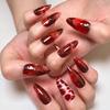 European and American Popular Halloween Short Almond Manicure 3D Blood Red Smudge Nails Fake Nails