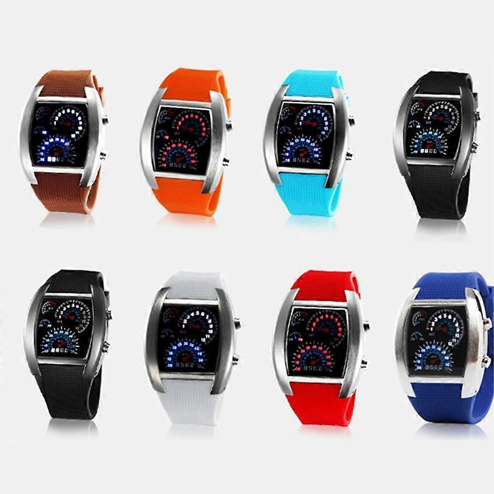 LED Electronic Aviation Watch with Unique Fan-shaped Dial