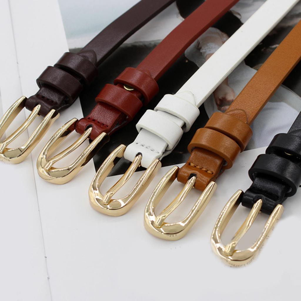 Women Faux Leather Belt Thin Waistband Decorative Waist Ornament for Jeans and Dresses Elegant Design with Gold Buckle