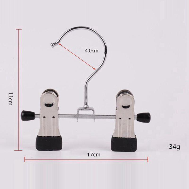 12 PCS Adjustable Shoe Rack Pants Folder Boot Hanger Holder Travel Laundry Hook Hanging Clip Portable Black & Silver
