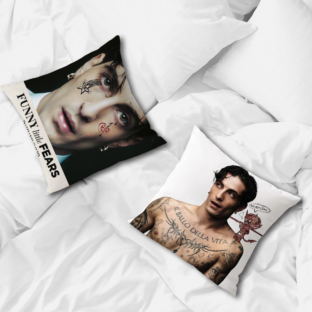 Rock Singer D-Damiano David cushion cover Pillow Case Square Cushion Room Bedroom Headboard Sofa Living Backrest Nap Time