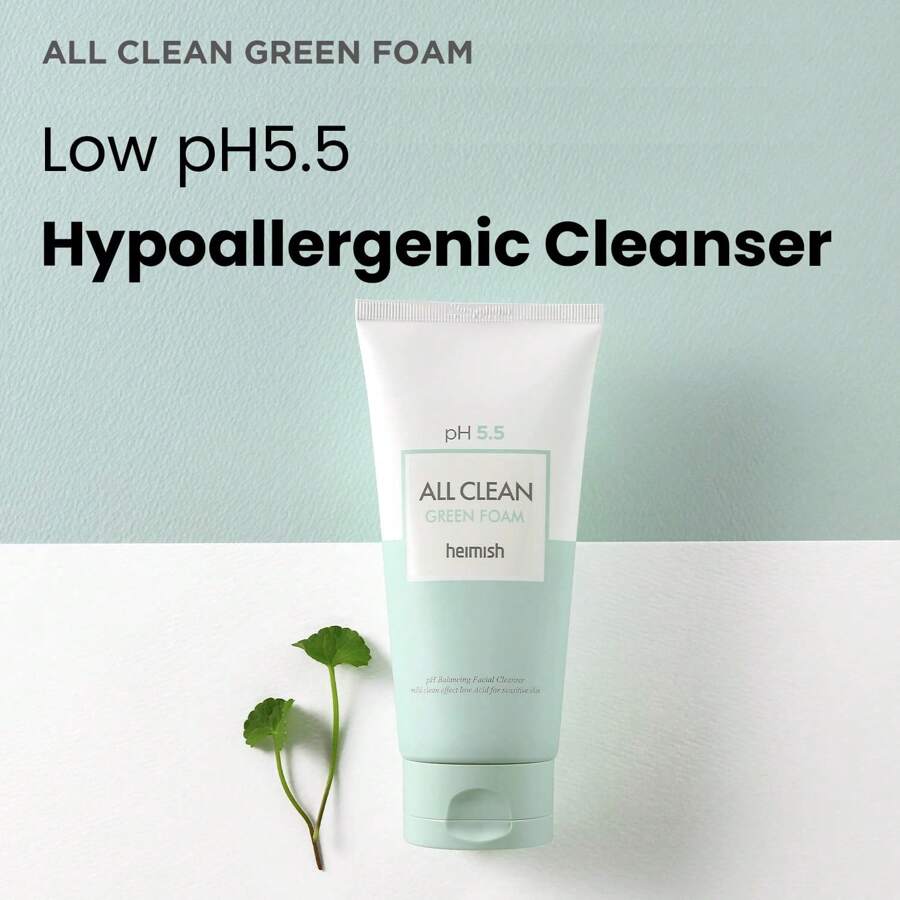 Heimish All Clean Green Foam Nettoyant Visage Hydratant 150g/Nettoyant Gel Doux Hydratant, Nettoyant Visage Quotidien Pour Peau Sensible Aux Acides Aminés, P.H