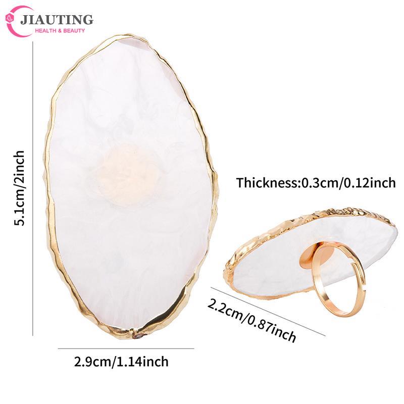 1Pc New Resin Stone Nail Art Palette Finger Ring False Nails Tips Drawing Color Mixing Display DIY Manicure Polish Gel Tool