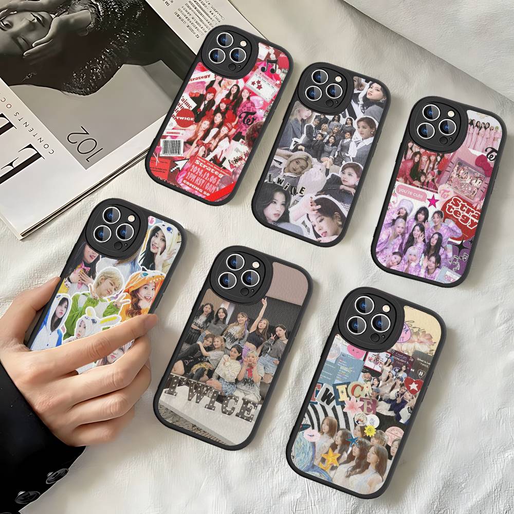 Kpop T-TwiceS Phone Case Leather For IPhone 16 15 14 13 12 11 Pro Max Plus Matte Cover