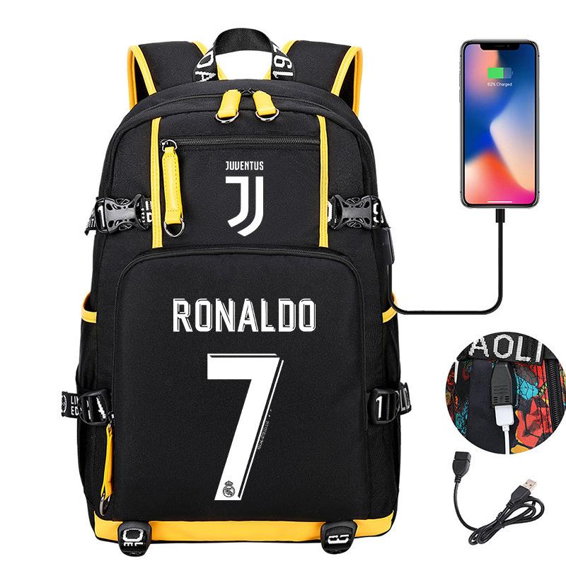 Football Star Cr7 Peripheral Personality Print Youth Backpack Large Capacity Leisure Travel Bag