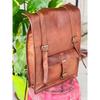 Goat Leather Backpack Bag Laptop Rucksack Vintage Brown Men's Genuine Travel