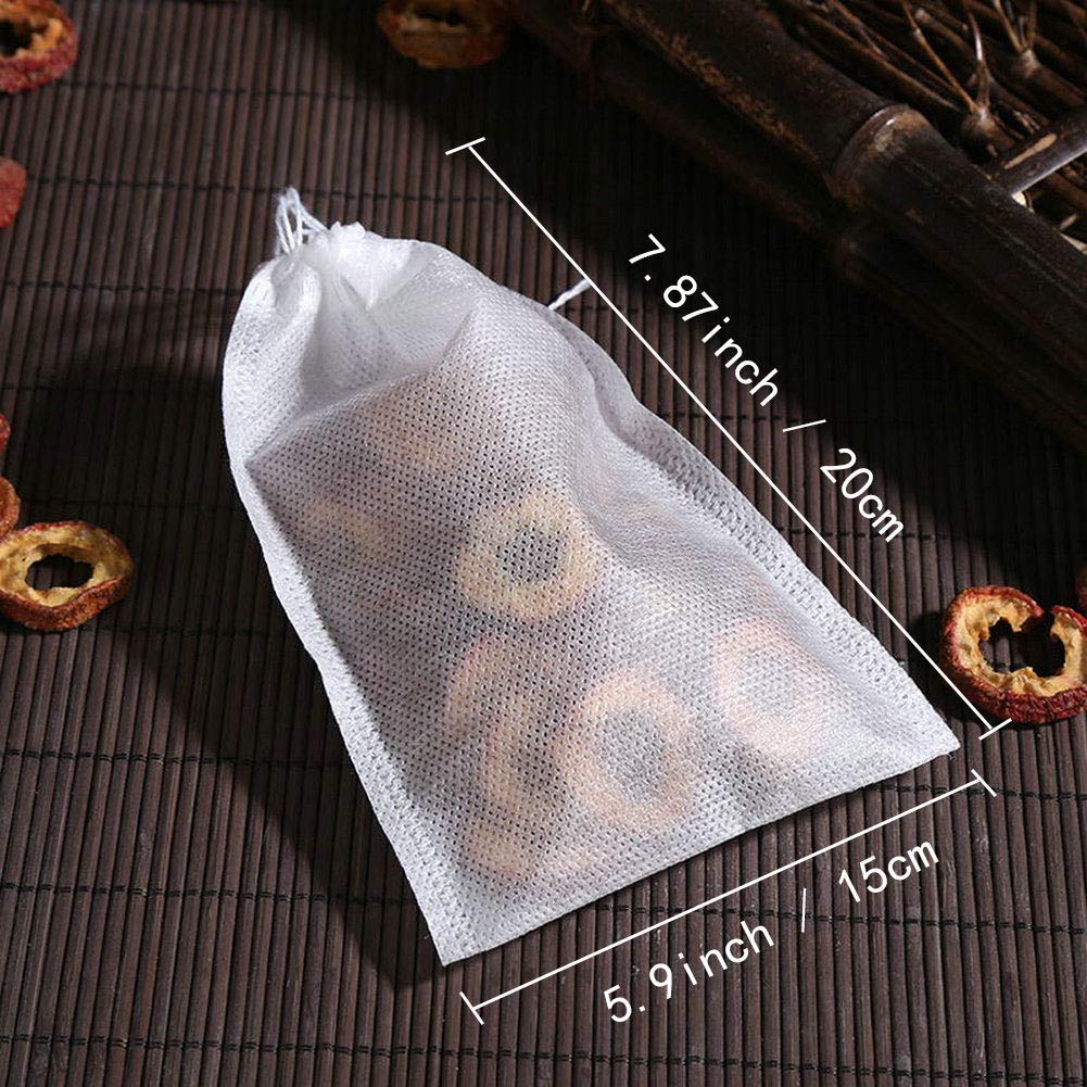 T&B 100 Disposable Empty Tea Bags, 1520mm Nonwoven Fabric, Pressure-Feeding Line, Empty Tea Bags for Loose Leaf Tea & Coffee, Portable and Ideal for