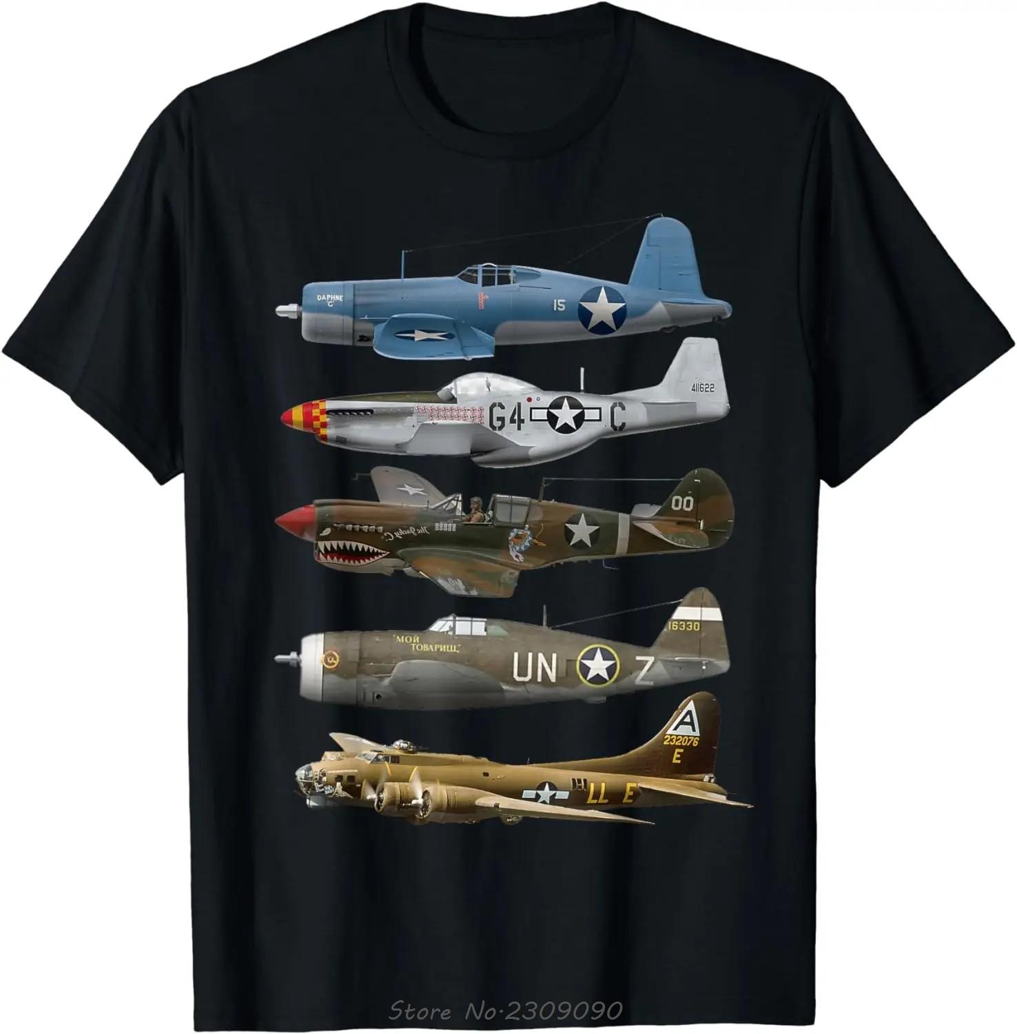 

Warplanes B-17 P51 Mustang F4U Corsair P40 Warhawk Oversized T-shirt Casual Cotton Tshirt Men s Clothing Unisex Tops Tees 5XL різнокольоровий