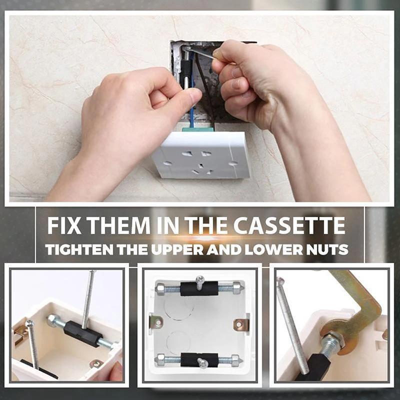 10pcs Wall Switch Socket Cassette Repairer Adjustable Cassette Screws Support Rod with Wrench 86/118 Type Electrical Accessories