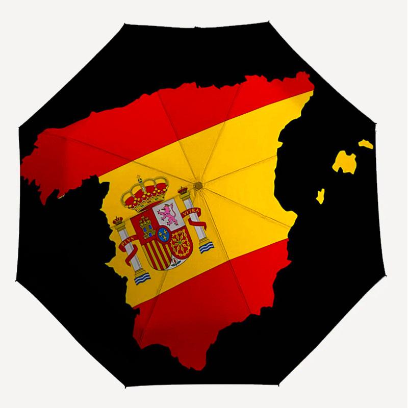 1 Stück Spanien Flagge Regenschirm - 8 Speichen verstärkt, Automatisches Öffnen, Leicht & Langlebig, Süßes Modeaccessoire für Draußen - T354