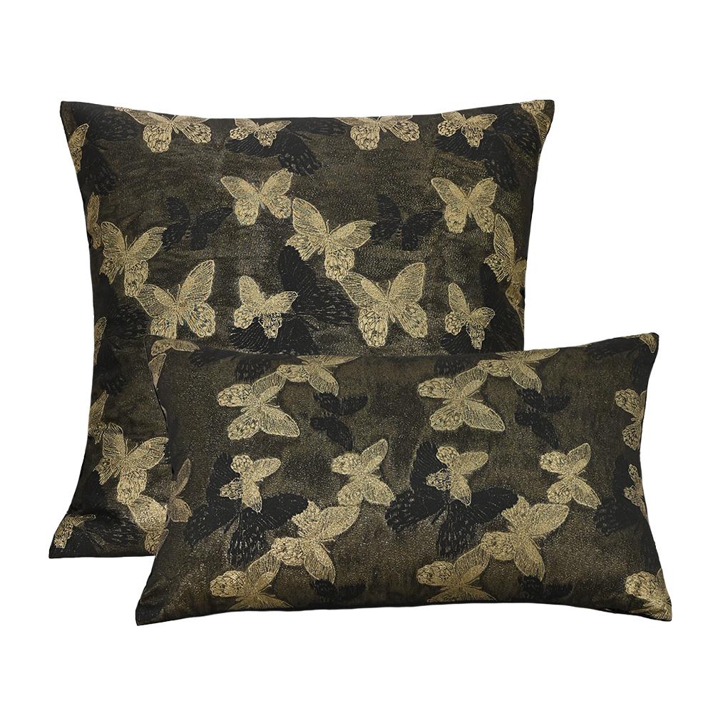 BUYNOW Black Dutch Velvet Colorful Hemp Jacquard Print Pillowcase Vintage Pastoral Lace Sofa Cushion Cover Home Bedroom Decor