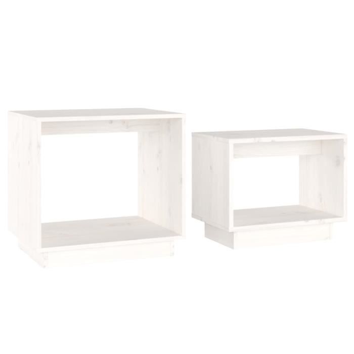 VidaXL Tables basses gigognes 2 pcs Blanc Bois de pin massif