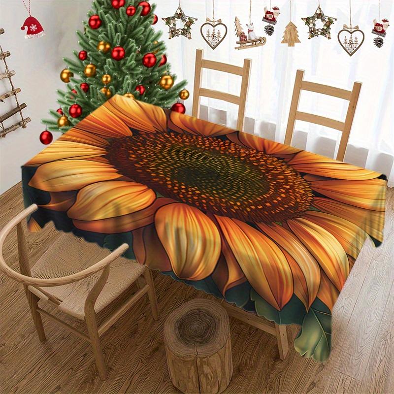 Vibrant Sunflower Pattern Tablecloth - Easy-Clean PolyestPicnic Accessorieser, Perfect for Picnics, Camping, Weddings, Parties, Christmas