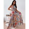 Tooxika Summer New Floral Backless Printed Dress Sleeveless Bohemian Long Dresses For Women