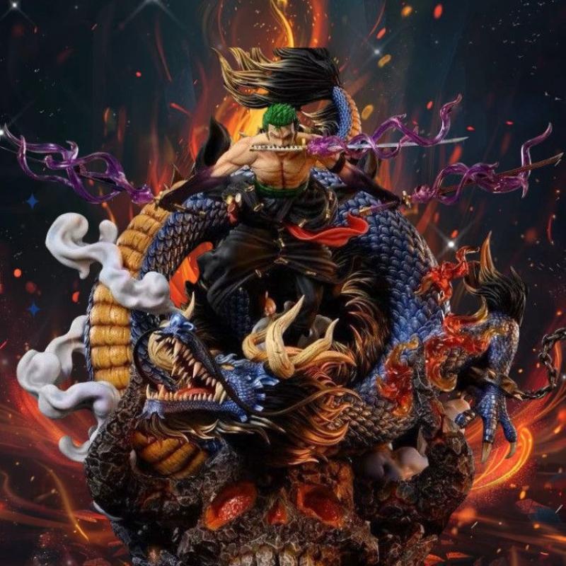 Anime Figure One Piece Roronoa Zoro VS Kaidou Battle GK Action Figures Statue Model Kids Toys Doll Gifts Desktop Ornaments