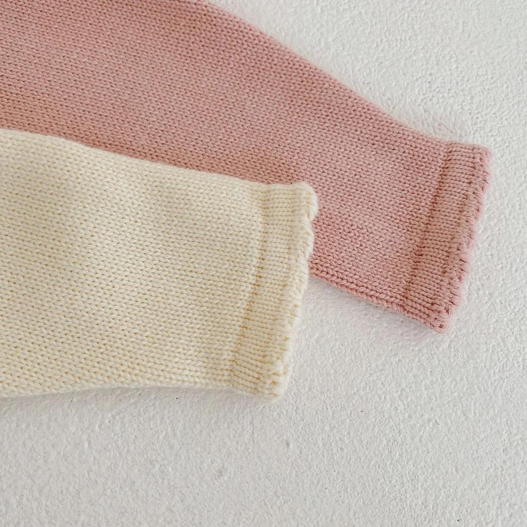 2025 Autumn Sweet Knit Cardigan for Girls, Ages 0-3: Round Neck Cotton Sweater