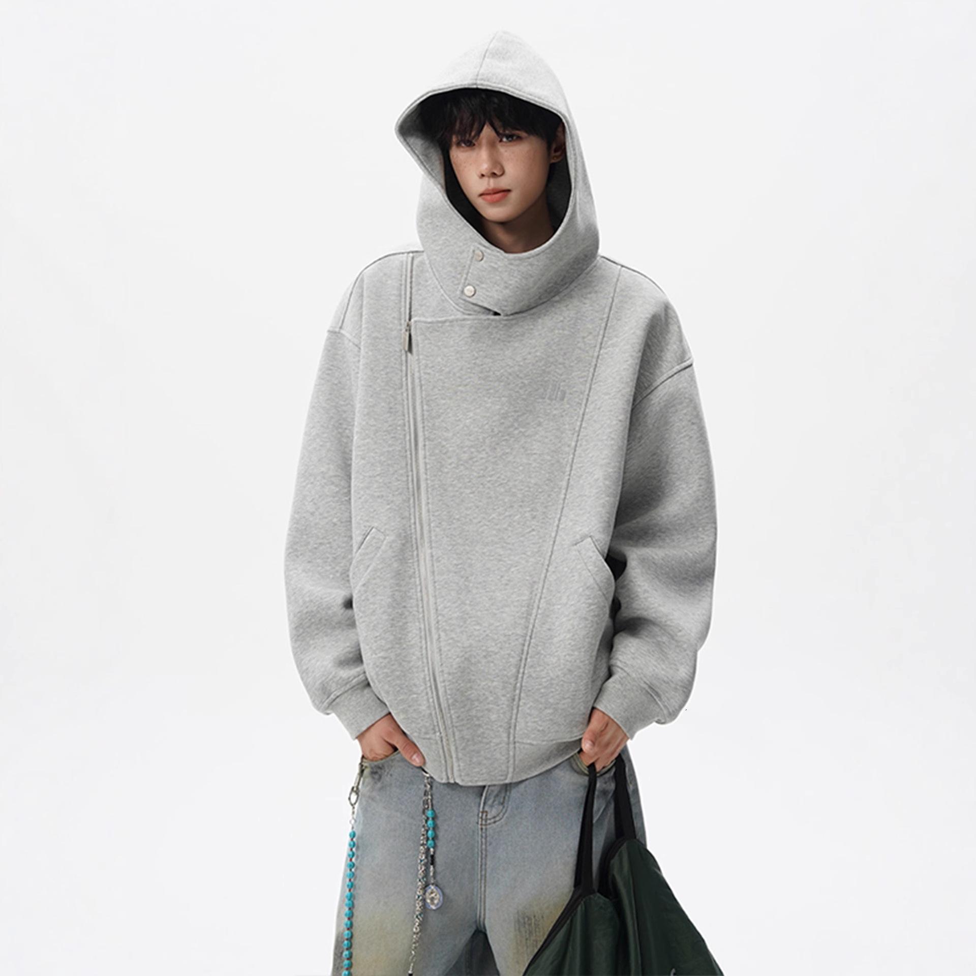 Худи мужское и женское осенне-зимнее уличное универсальное спортивное на двойной молнии кардиган XXXL светло-серый