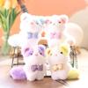 Cute Animal Plush Doll With Checkered Bow Decoration For Bags And Keys