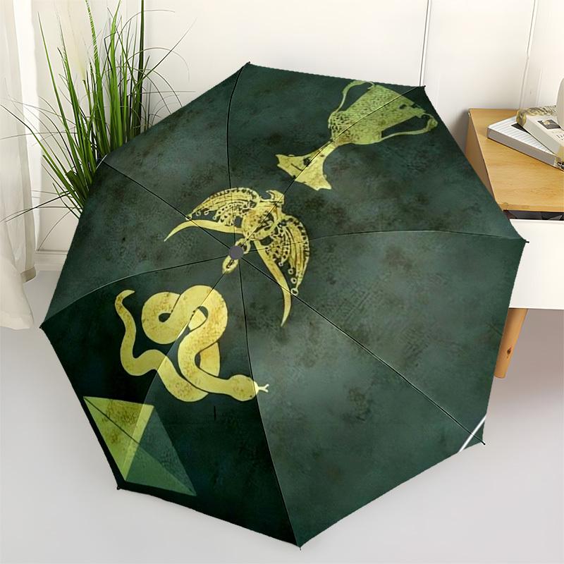 1pc Golden Symbols: Trophy, Crown, Snake, Pyramid Umbrella with Plastic Handle,Cartoon Pattern,Suitable for All Seasons Multi-functional Umbrella487
